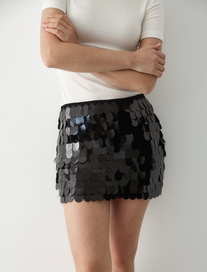 Siyah payetli etek - Görsel 4