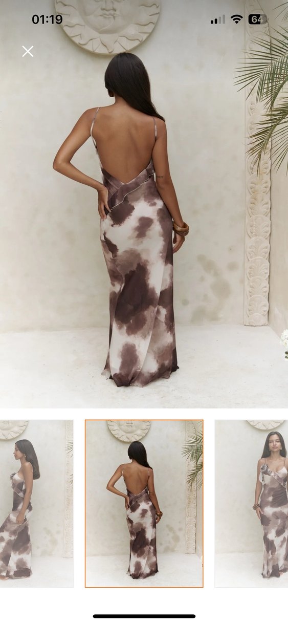 Kahve uzun elbise - Görsel 5