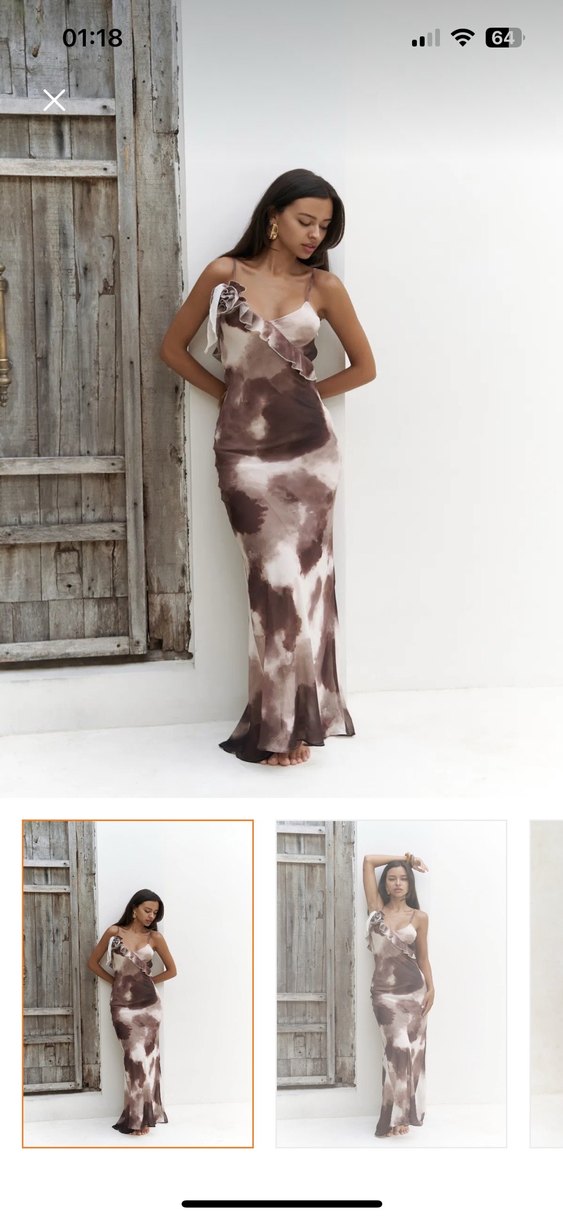 Kahve uzun elbise - Görsel 2