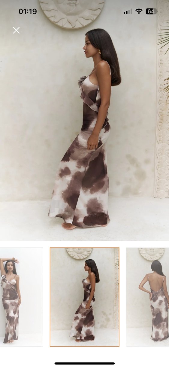 Kahve uzun elbise - Görsel 4