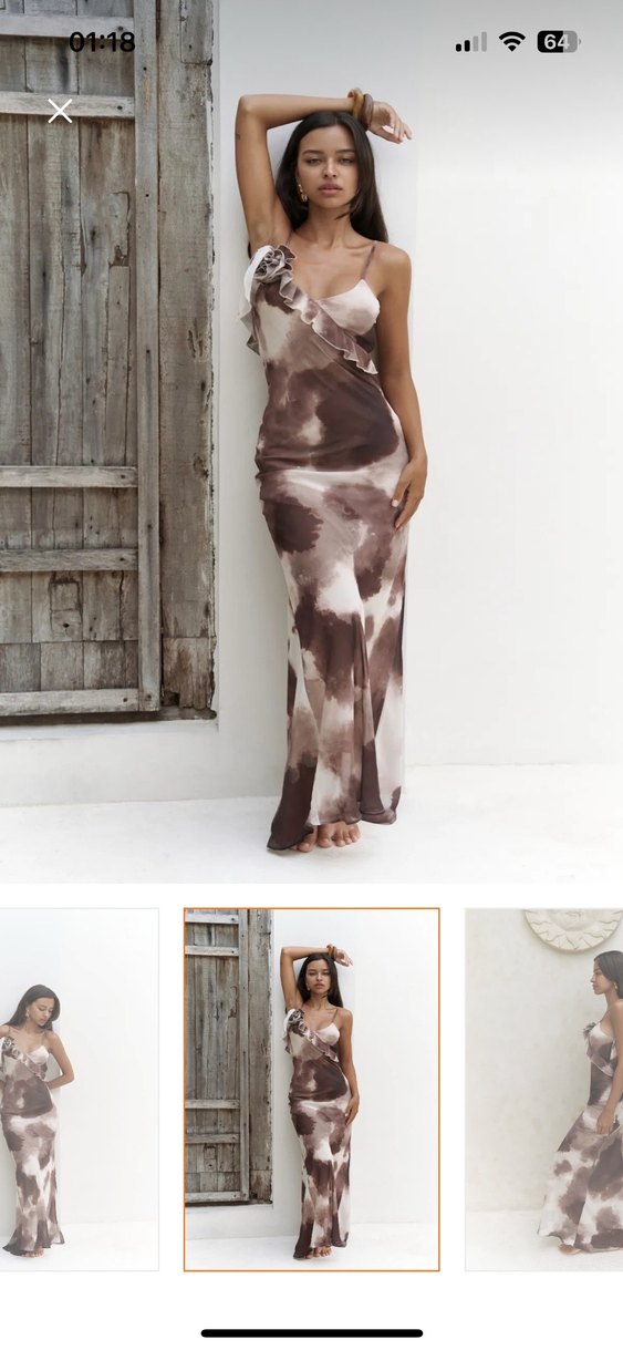 Kahve uzun elbise - Görsel 3