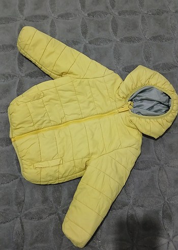 Kapüşonlu Sarı Erkek Çocuk Mont - Görsel 2