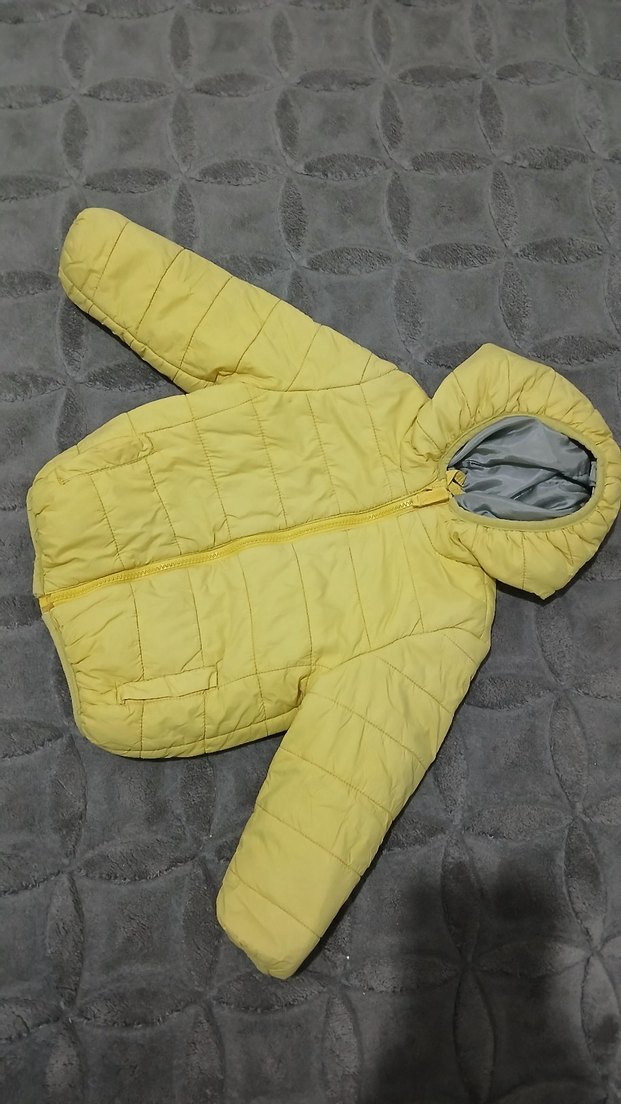 Kapüşonlu Sarı Erkek Çocuk Mont - Görsel 2