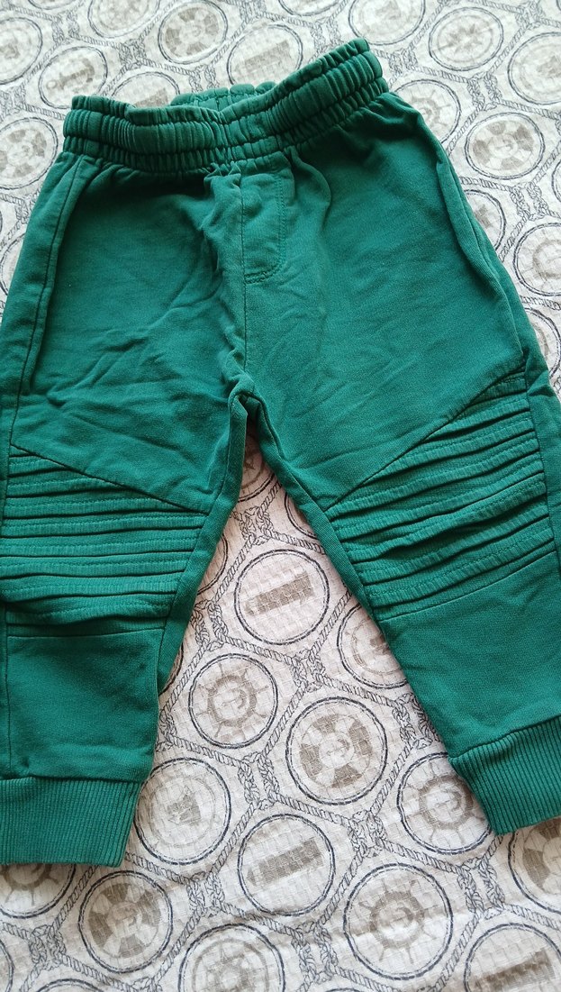 Erkek Çocuk Yeşil Katlamalı Pamuk Pantolon - Görsel 2