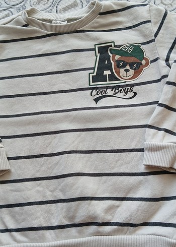 Erkek Çocuk Gri Çizgili Sweatshirt - Görsel 2