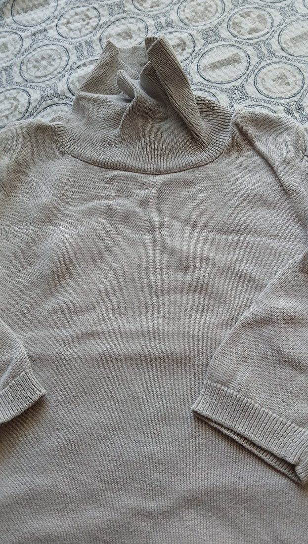 Gri Keten Boğazlı Triko Kazak - Görsel 3