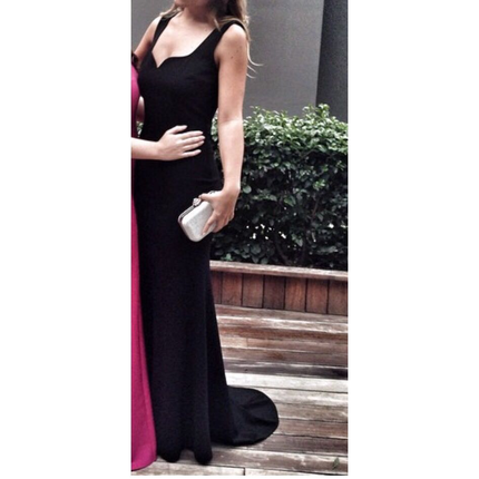siyah balık model gece elbisesi