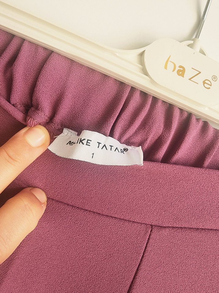 Bordo Midi Regular Fit Pliseli Kadın Kumaş Pantolon - Görsel 2