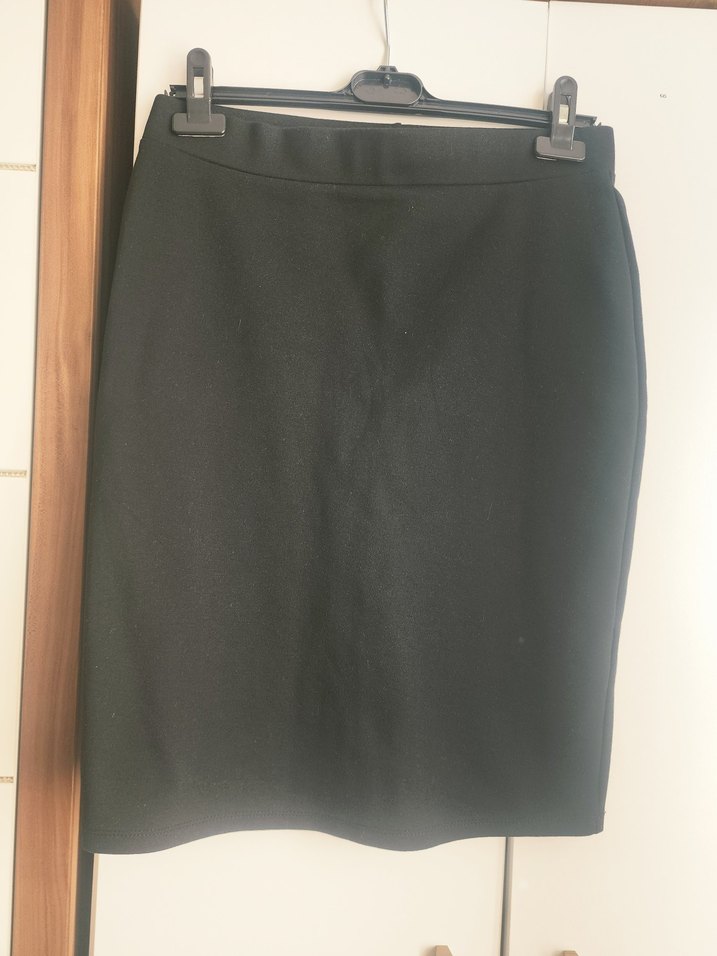 Düz Siyah Midi Kalem Etek - Görsel 3