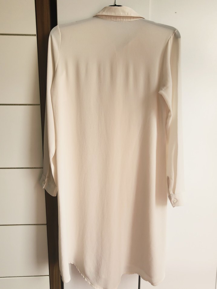 Bej Kadın Midi Gömlek Elbise - Görsel 2