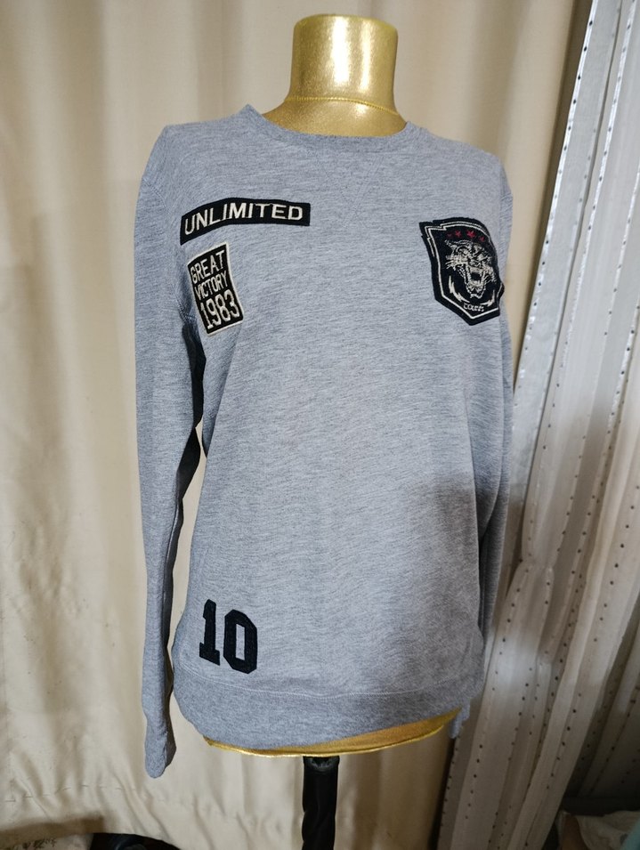 Gri Uzun Kollu Sweatshirt - Görsel 2