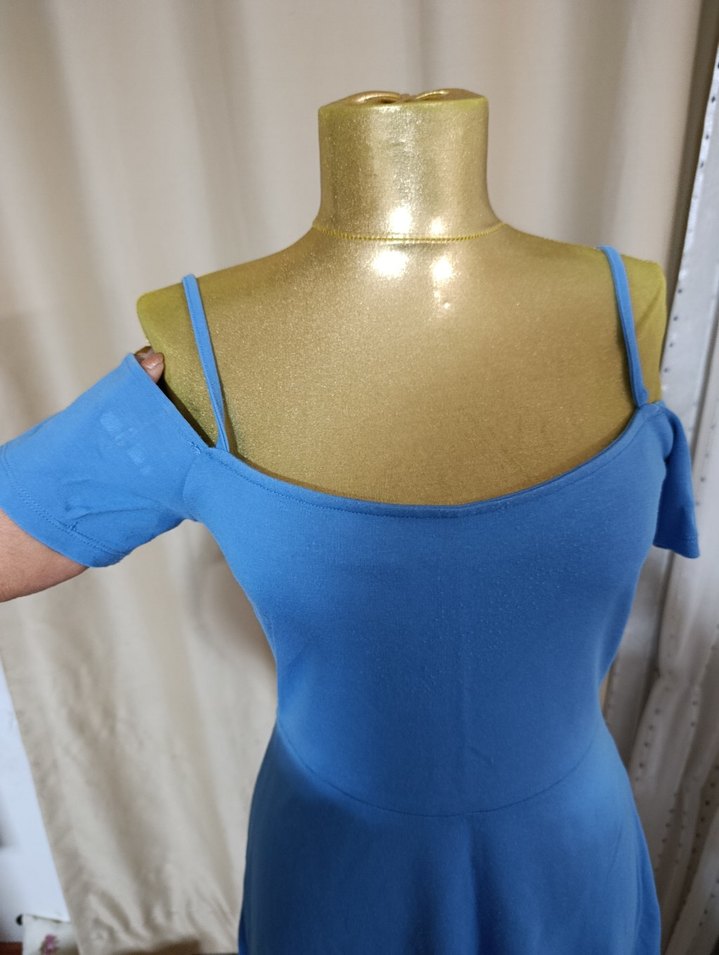 Mavi Strappy Elbise - Görsel 3