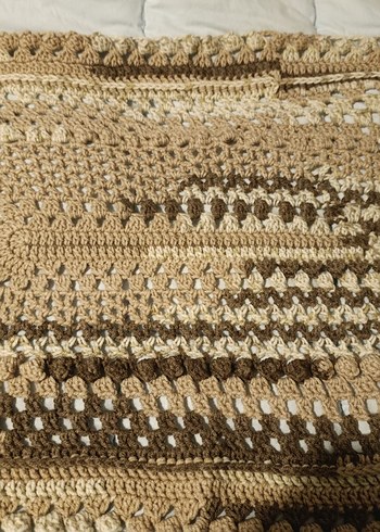 Bej Bohem Oval Örgü paspas - Görsel 3