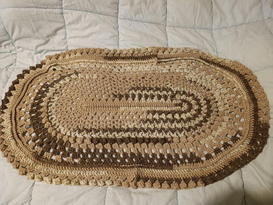 Bej Bohem Oval Örgü paspas - Görsel 2