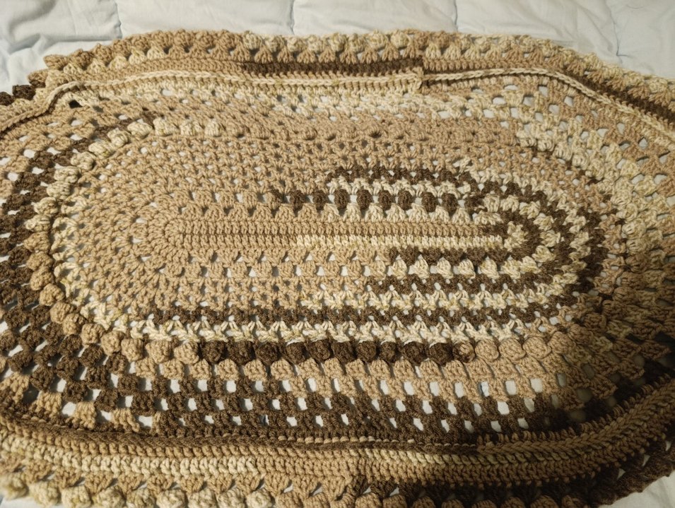 Bej Bohem Oval Örgü paspas - Görsel 3