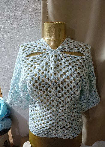 Mavi Bohem Mini Örgü Kadın Kazak - Görsel 2