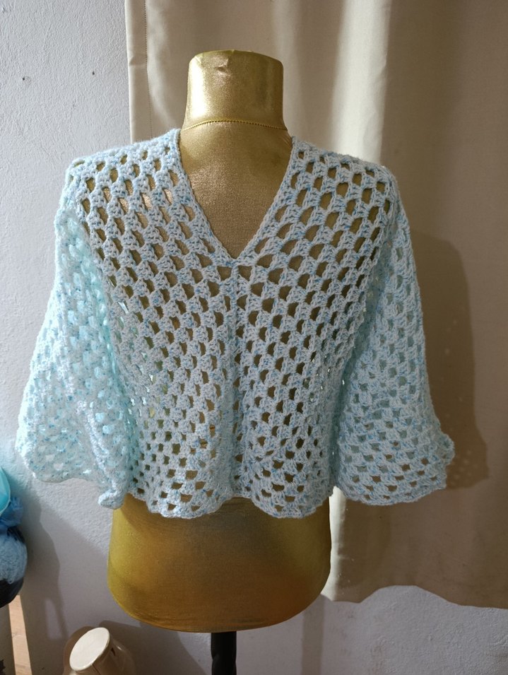 Mavi Bohem Mini Örgü Kadın Kazak - Görsel 3