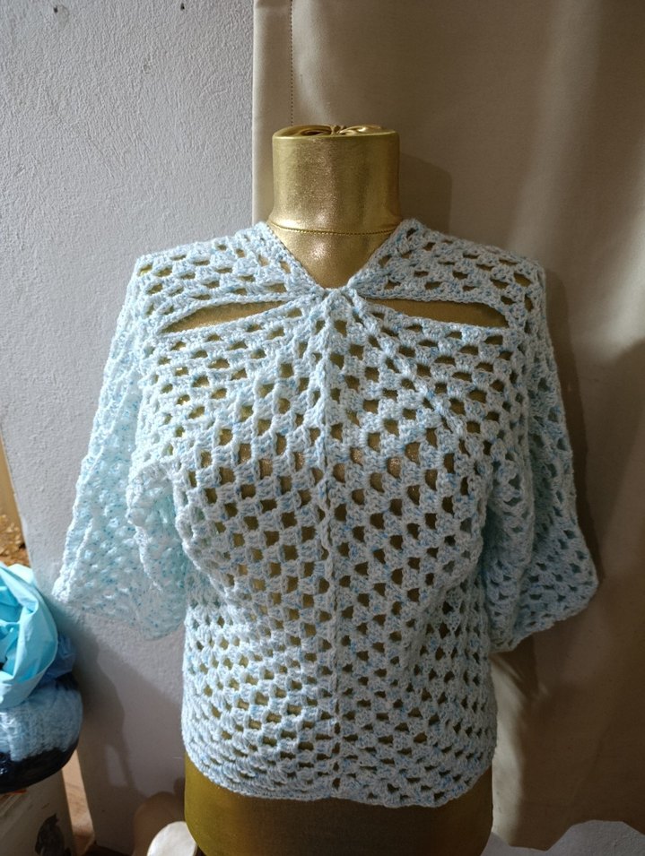 Mavi Bohem Mini Örgü Kadın Kazak - Görsel 2