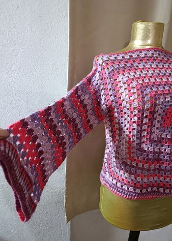 Renkli Bohem Örgü Kazak - Görsel 3