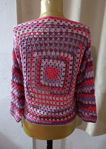 Renkli Bohem Örgü Kazak - Görsel 5