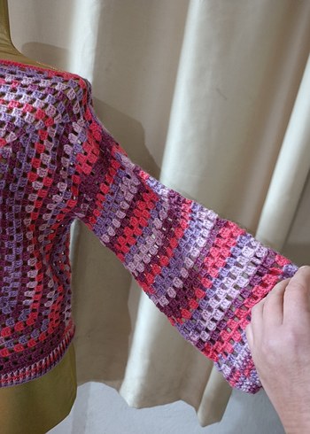 Renkli Bohem Örgü Kazak - Görsel 4