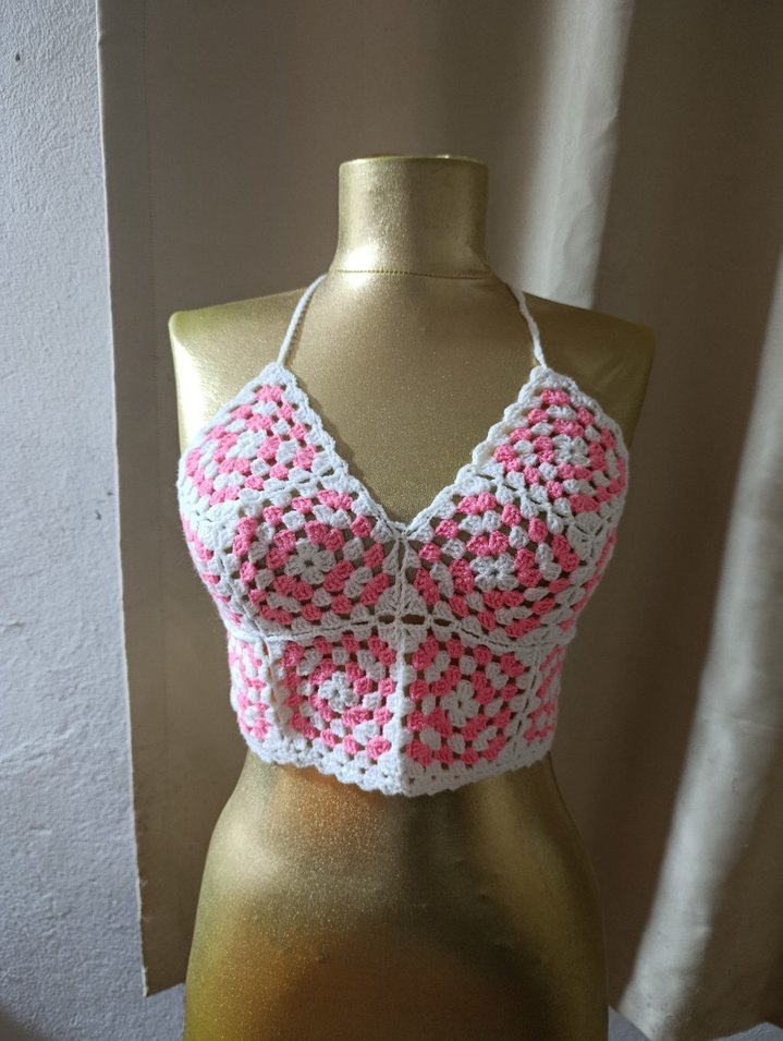 Pembe Bağlamalı Dantel Detaylı Mini Büstiyer - Görsel 2