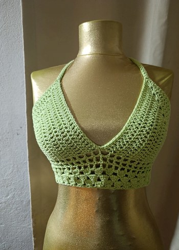 Yeşil V Yakalı Örgü Büstiyer - Görsel 2