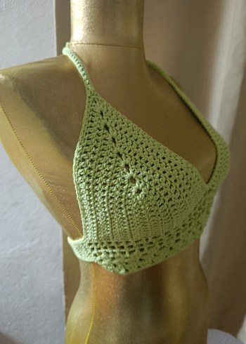 Yeşil V Yakalı Örgü Büstiyer - Görsel 3