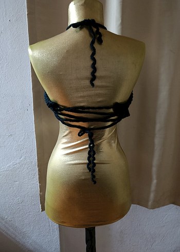 Siyah Örgü Kadın Wrap Bluz - Görsel 5