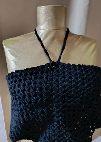 Siyah Örgü Kadın Wrap Bluz - Görsel 6