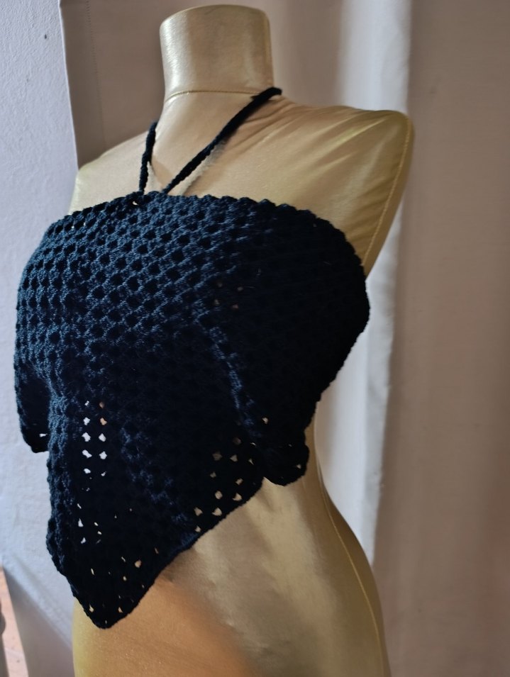 Siyah Örgü Kadın Wrap Bluz - Görsel 4