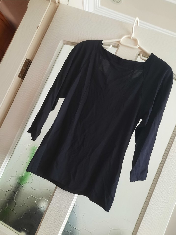 Uzun Kollu Drapeli Siyah Abiye Bluz - Görsel 3