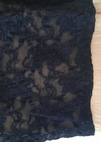 Siyah Straplez Dantel Kalın Askı Abiye Elbise - Görsel 7