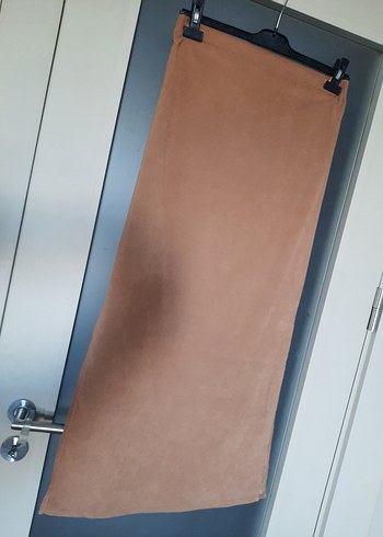 l Beden camel Renk Bej Süet Kemerli Uzun Etek