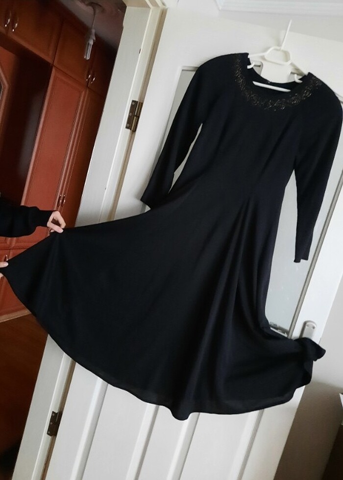 Siyah Şık Abiye Elbise - Görsel 5