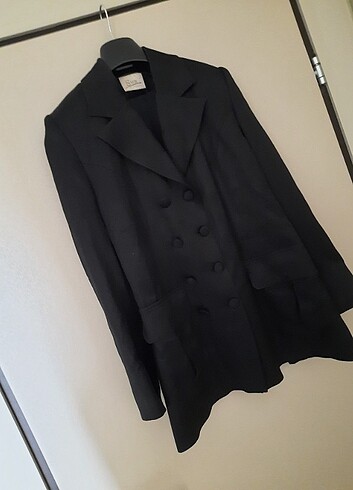  atlas kumaş siyah blazer/ceket - Görsel 4