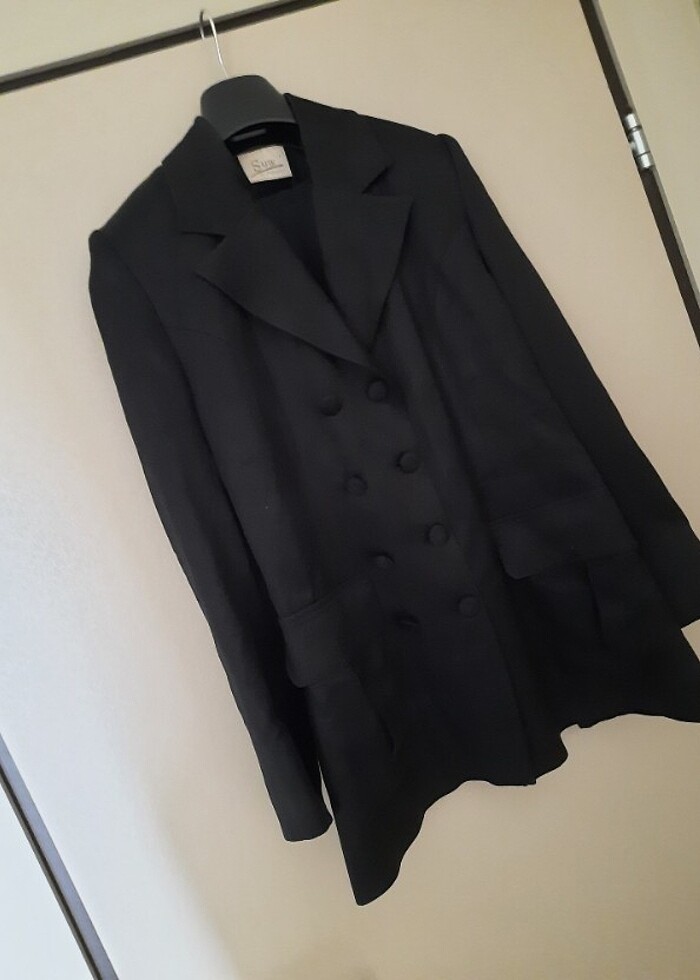  atlas kumaş siyah blazer/ceket - Görsel 4