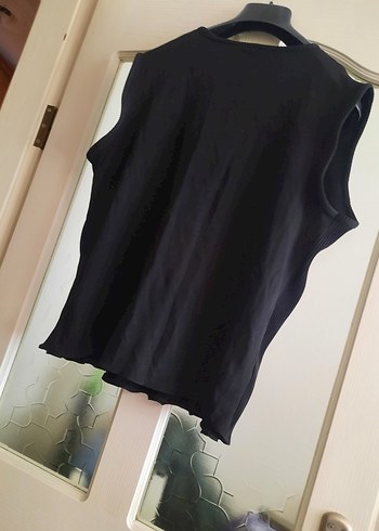 Sıfır Siyah Büyük Beden Piliseli Kolsuz Kadın Bluz - Görsel 7