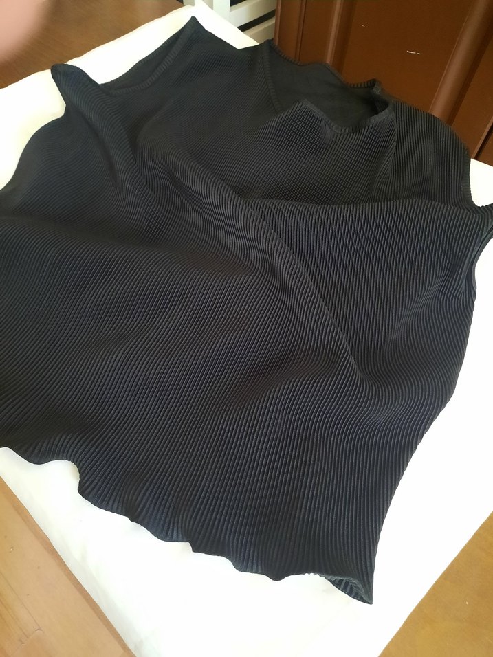 Sıfır Siyah Büyük Beden Piliseli Kolsuz Kadın Bluz - Görsel 3