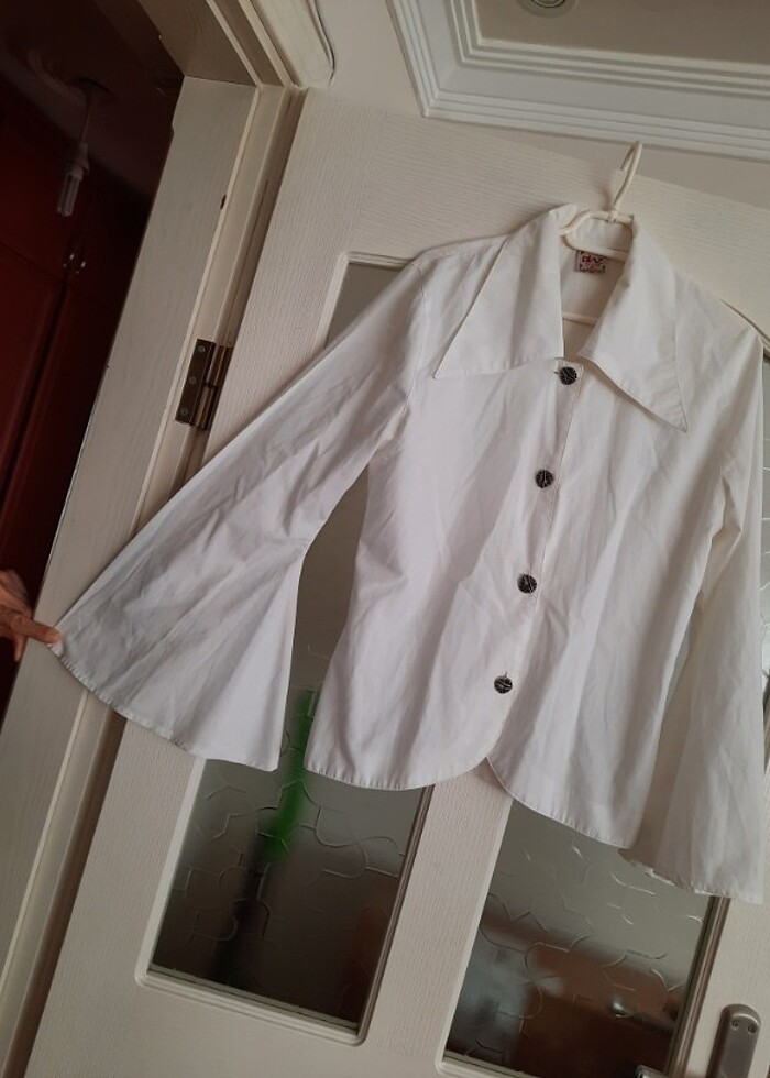 Y2k Beyaz Gömlek - Görsel 3