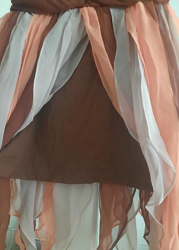 Straplez Drapeli Cıvıl Cıvıl Şifon Elbise - Görsel 4