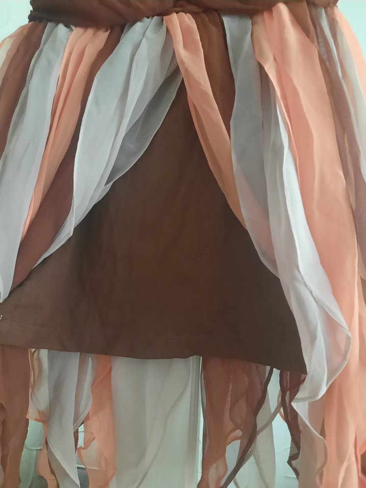 Straplez Drapeli Cıvıl Cıvıl Şifon Elbise - Görsel 4