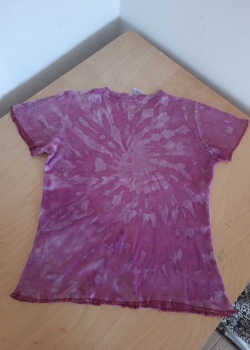 m Beden Pembe Batik Desenli Kısa Kollu Tişört