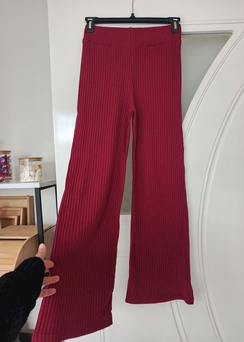 Bordo Pileli Midi Kadın Kumaş Pantolon - Görsel 5