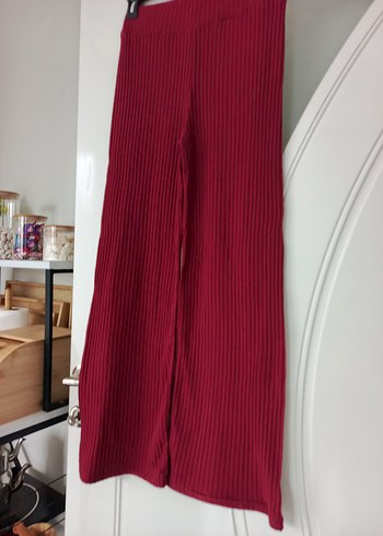 Bordo Pileli Midi Kadın Kumaş Pantolon - Görsel 4