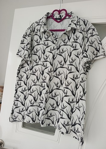 Gri Desenli Kısa Kollu Kadın Gömlek - Görsel 2