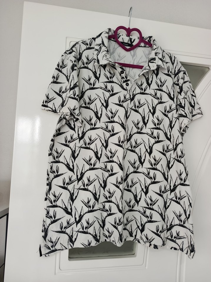 Gri Desenli Kısa Kollu Kadın Gömlek - Görsel 3