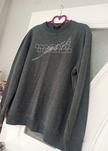 Gri erkek Baskılı Oversize Sweatshirt - Görsel 4