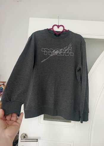 Gri erkek Baskılı Oversize Sweatshirt - Görsel 3