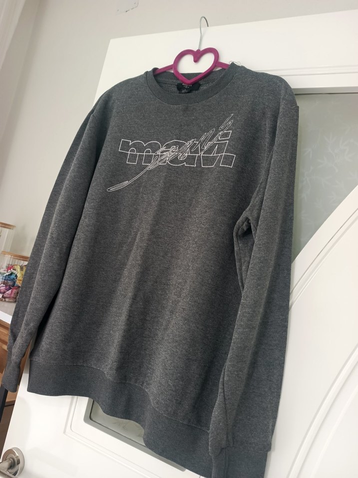 Gri erkek Baskılı Oversize Sweatshirt - Görsel 4